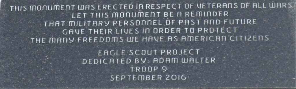 EAGLE SCOUT PROJECT TROOP 9 WAR VETERANS MEMORIAL STONE
