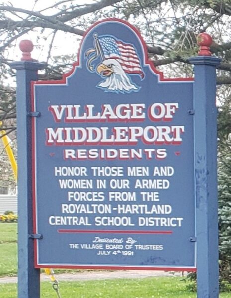 VILLAGE OF MIDDLEPORT ARMED FORCES MEMORIAL MARKER