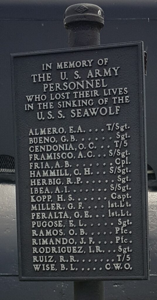 U.S.S. SEAWOLF (SS-197) WAR MEMORIAL PLAQUE B