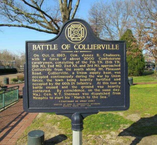 BATTLE OF COLLIERVILLE MEMORIAL MARKER FRONT