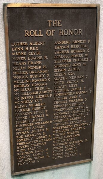 KANAWHA COUNTY WORLD WAR ULTIMATE SACRIFICE MEMORIAL PLAQUE C