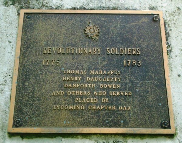 LYCOMING COUNTY REVOLUTIONARY SOLDIERS MEMORIAL PLAQUE