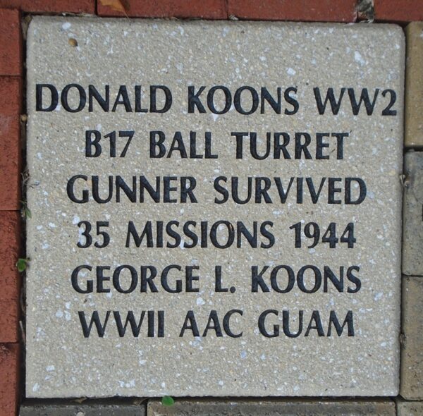 LYCOMING COUNTY WORLD WAR II MEMORIAL PAVER A