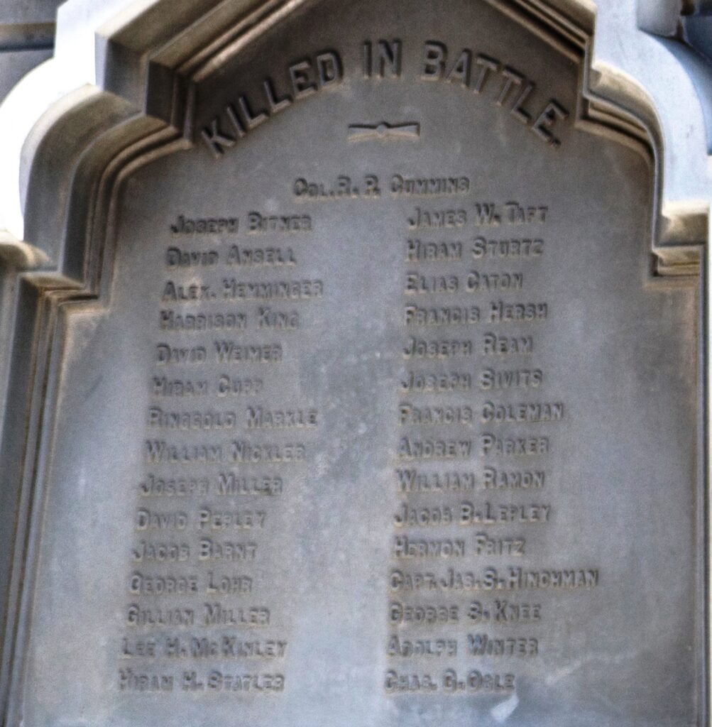 SOMERSET COUNTY, PA CIVIL WAR MEMORIAL KILLED IN BATTLE STONE A