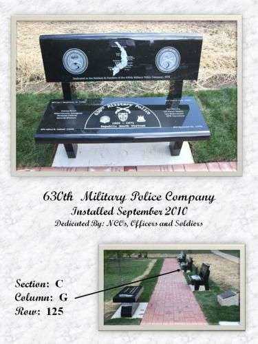630TH MILITARY POLICE COMPANY MEMORIAL BENCH