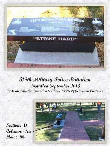 519TH MILITARY POLICE BATTALION MEMORIAL BENCH