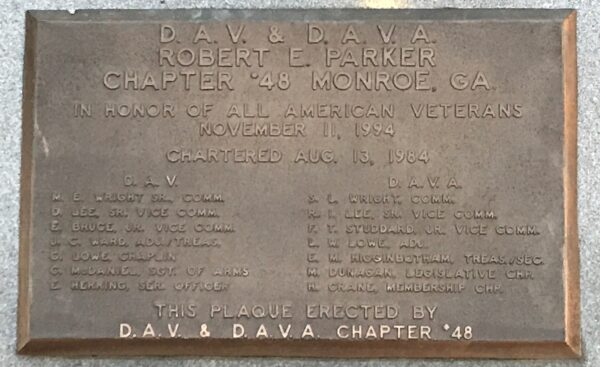D.A.V. CHAPTER 48 IN HONOR OF ALL AMERICAN VETERANS MEMORIAL PLAQUE