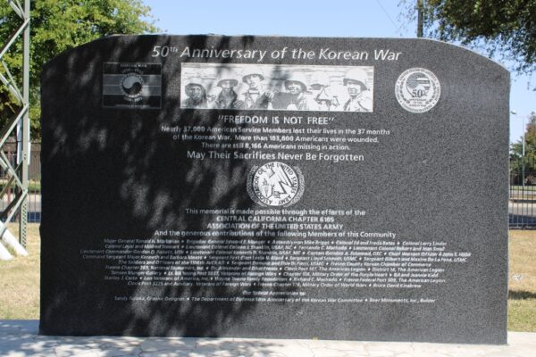 KOREA “THE FORGOTTEN WAR” MEMORIAL BACK
