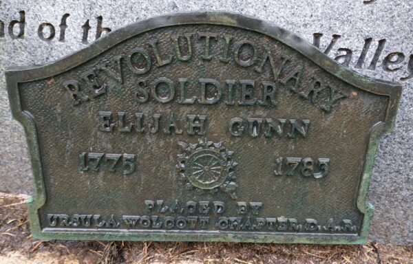 REVOLUTIONARY SOLDIER ELIJAH GUNN MEMORIAL PLAQUE