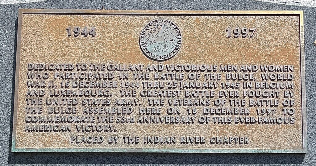 MELBOURNE BATTLE OF THE BULGE MEMORIAL PLAQUE
