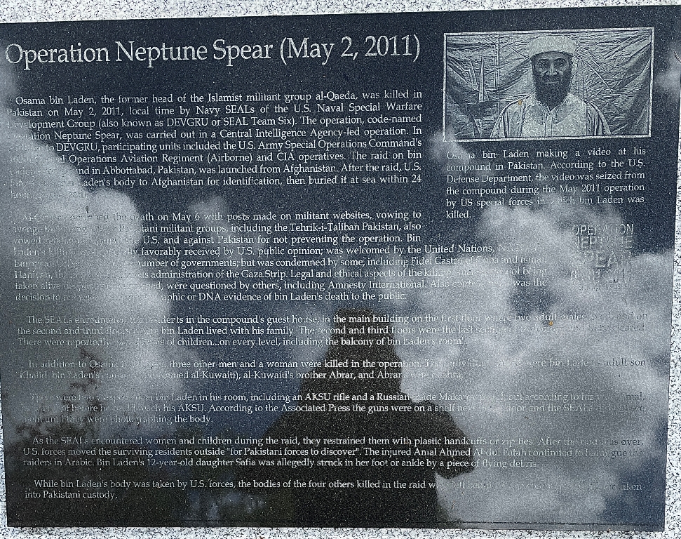 OPERATION NEPTUNE SPEAR MEMORIAL PLAQUE