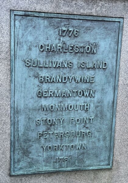MAJOR GENERAL PETER MULENBERG REVOLUTIONARY WAR MEMORIAL PLAQUE A
