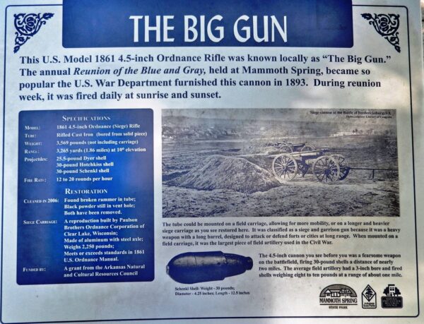 THE BIG GUN WAR MEMORIAL CANNON PLAQUE
