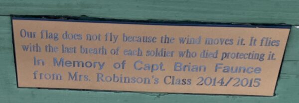 CITIZENS OF LOWER TOWNSHIP WORLD WAR II MEMORIAL BENCH PLAQUE A