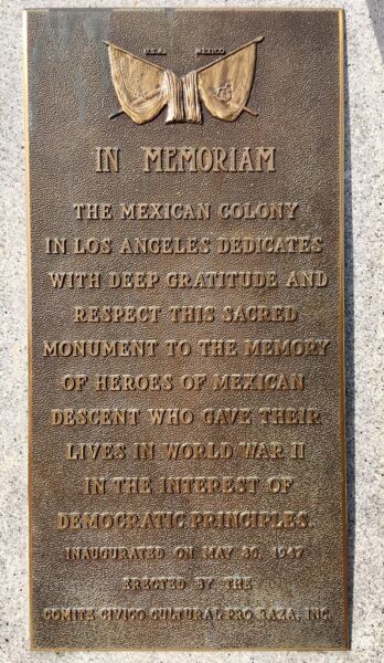MEXICAN AMERICAN ALL WARS MEMORIAL PLAQUE A