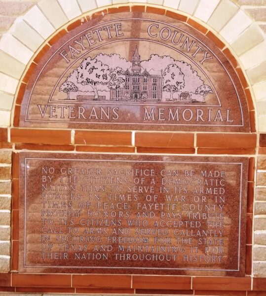FAYETTE COUNTY, TX VETERANS MEMORIAL STONE A