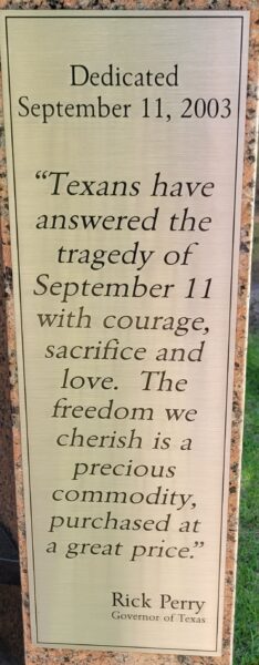 AUSTIN SEPTEMBER 11, 2001 MEMORIAL PLAQUE B