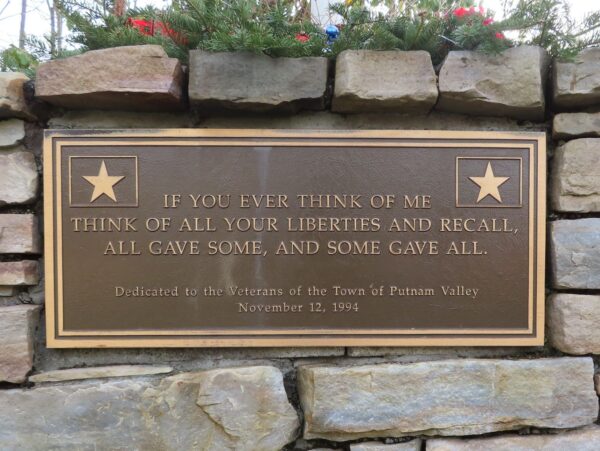 TOWN OF PUTNAM VALLEY VETERANS MEMORIAL PLAQUE