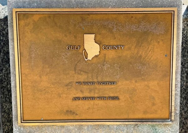 GULF COUNTY FLORIDA WORLD WAR II MEMORIAL PLAQUE