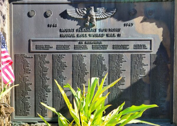 MOUNT PLEASANT TOWNSHIP WORLD WAR II MEMORIAL PLAQUE