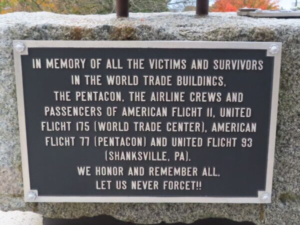 EAST BRIDGEWATER SEPTEMBER 11, 2001 MEMORIAL PLAQUE C