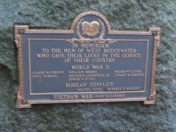 WEST BRIDGEWATER SUPREME SACRIFICE WAR MEMORIAL PLAQUE