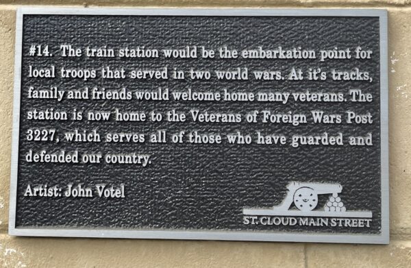 VETERANS OF FOREIGN WARS POST 3227 TRAIN STATION MEMORIAL MURAL PLAQUE