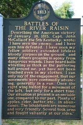 BATTLE OF RIVER RAISIN MEMORIAL MARKER