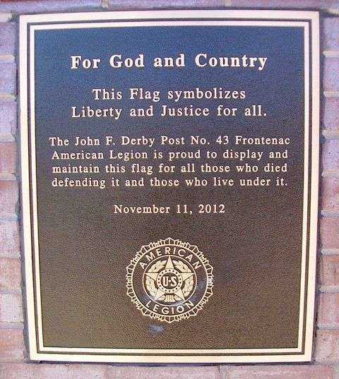 FOR GOD AND COUNTRY FLAGPOLE MEMORIAL PLAQUE