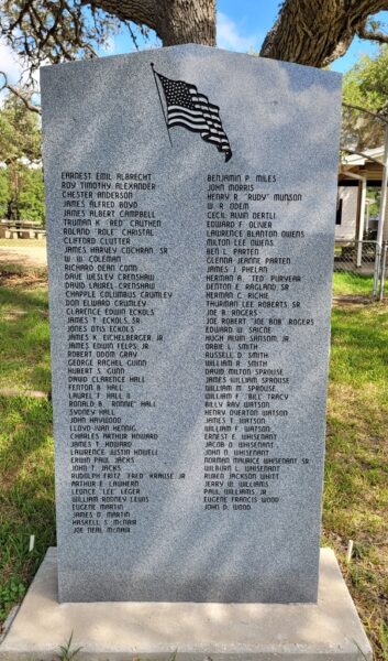 DRIFTWOOD VETERANS MEMORIAL BACK