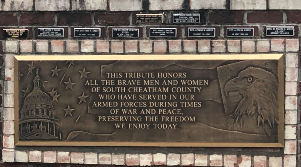 SOUTH CHEATHAM COUNTY VETERANS MEMORIAL PLAQUE
