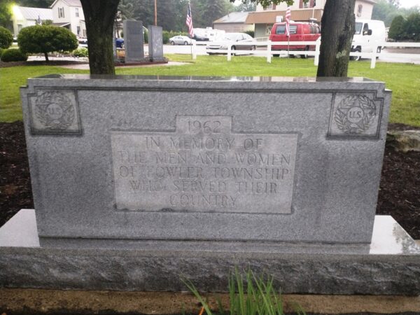 FOWLER TOWNSHIP VETERANS MEMORIAL CLOSE-UP