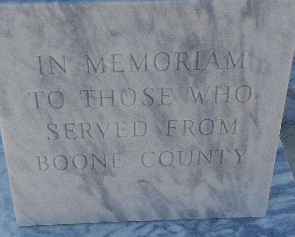 BOON COUNTY WORLD WAR MEMORIAL DEDICATION STONE