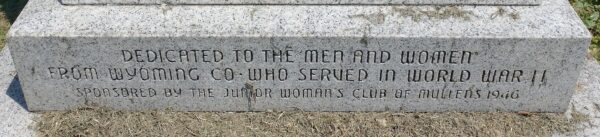 WYOMING CO. WORLD WAR II MEMORIAL DEDICATION STONE