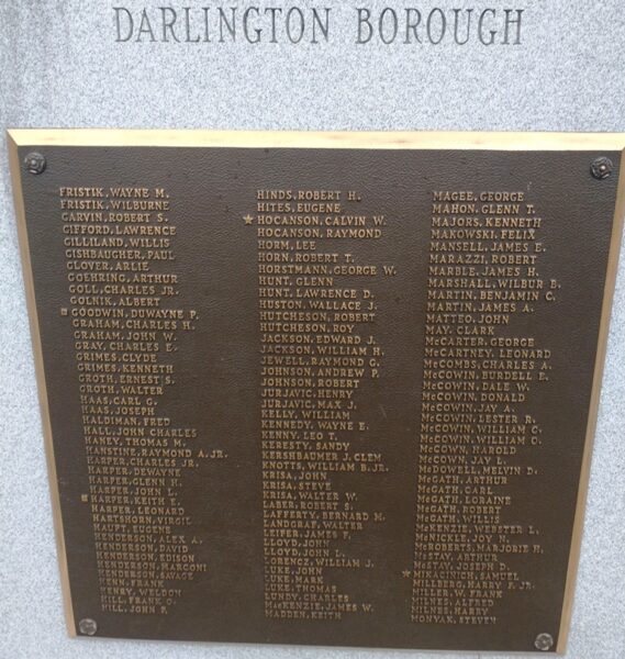 FOR GOD AND COUNTRY WORLD WAR II MEMORIAL PLAQUE B
