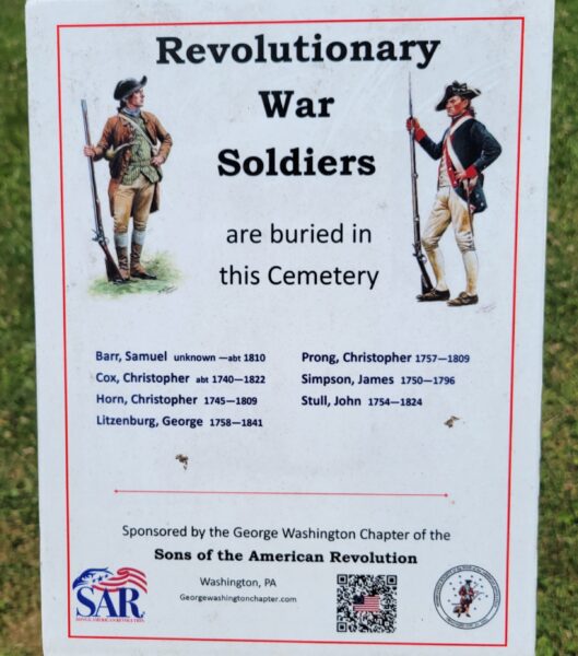 REVOLUTIONARY WAR SOLDIERS BURIED IN HORN CEMETERY MEMORIAL PLAQUE