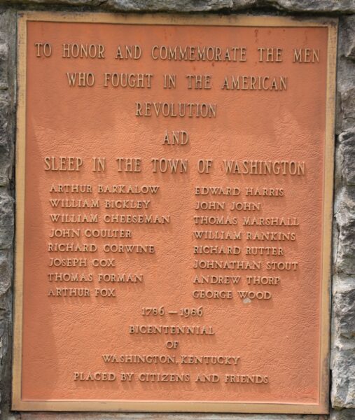 TOWN OF WASHINGTON REVOLUTIONARY WAR MEMORIAL PLAQUE