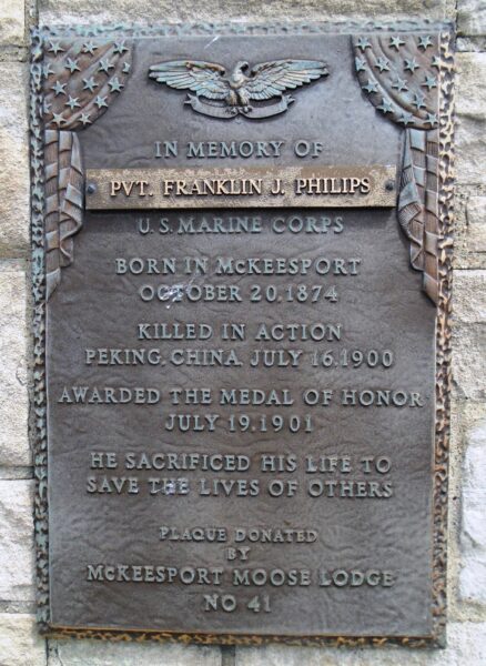 PVT. FRANKLIN J. PHILIPS MEDAL OF HONOR WAR MEMORIAL PLAQUE
