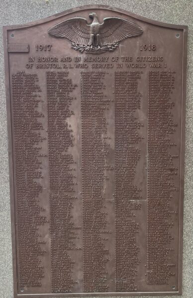 BRISTOL, R.I. WORLD WAR I MEMORIAL PLAQUE