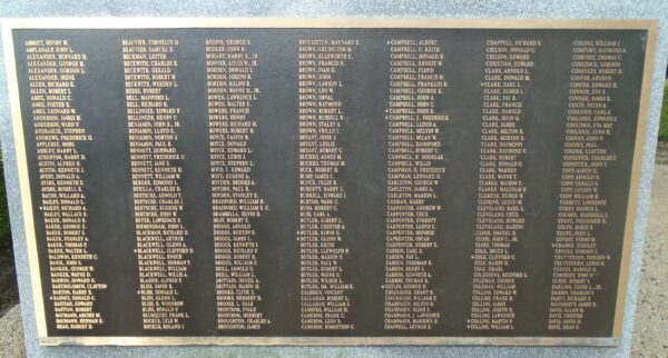 WELLSBORO AND AREA VETERANS OF WORLD WAR II MEMORIAL PLAQUE B