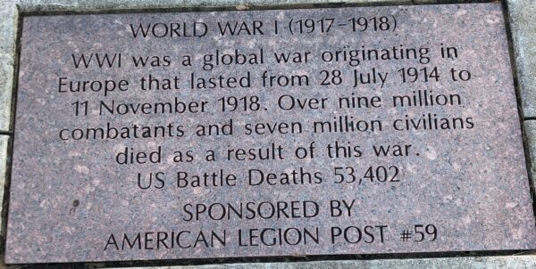 WORLD WAR I (1917-1918) MEMORIAL TABLET