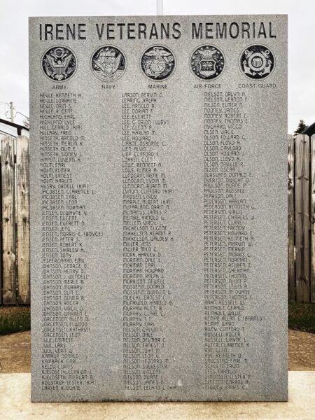 IRENE VETERANS MEMORIAL STONE A