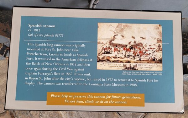 SPANISH CANNON CA. 1812 MEMORIAL PLAQUE