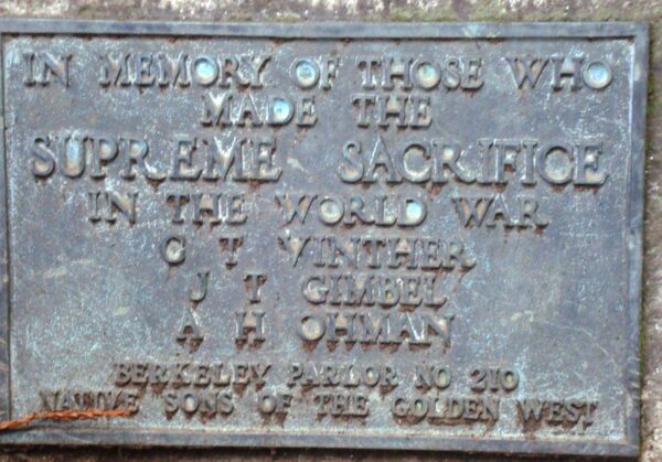 BERKELEY SUPREME SACRIFICE WAR MEMORIAL PLAQUE