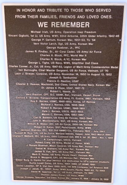 WE REMEMBER WAR MEMORIAL PLAQUE