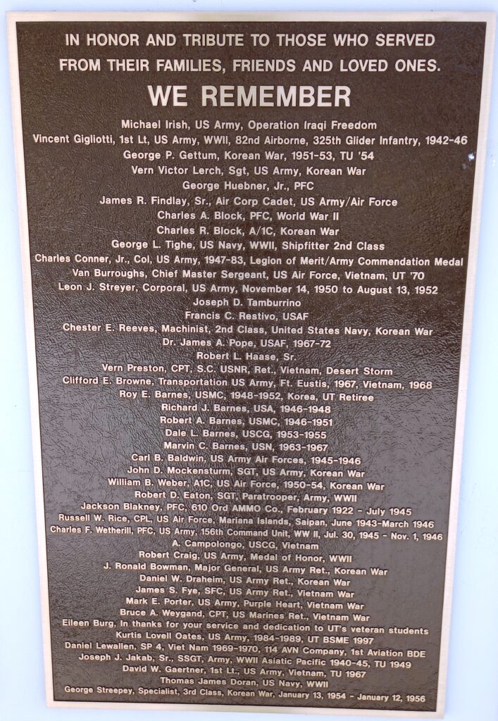 WE REMEMBER WAR MEMORIAL PLAQUE