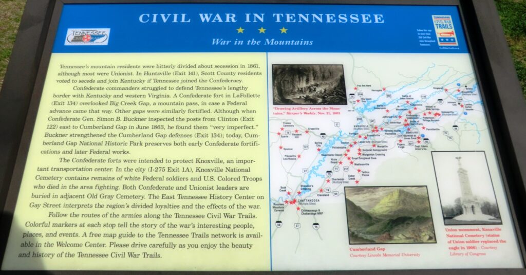 CIVIL WAR IN TENNESSEE WAR IN THE MOUNTAINS MEMORIAL PANEL