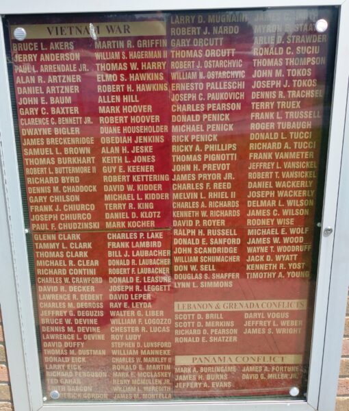 MALVERN AREA VETERANS MEMORIAL HONOR ROLL PLAQUE G