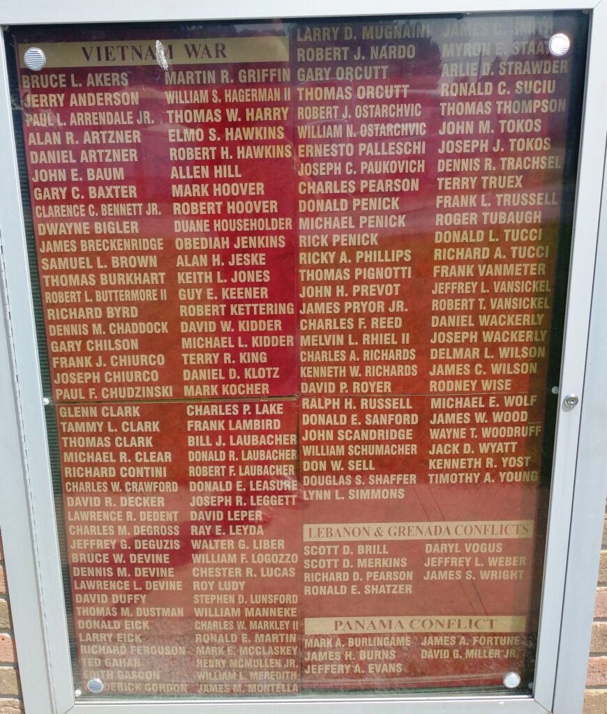 MALVERN AREA VETERANS MEMORIAL HONOR ROLL PLAQUE G
