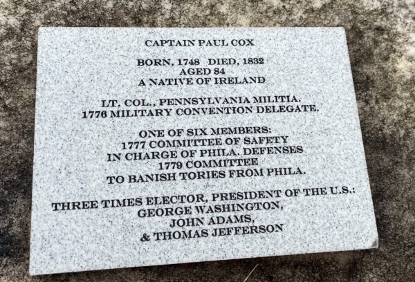 CAPTAIN PAUL COX MEMORIAL STONE